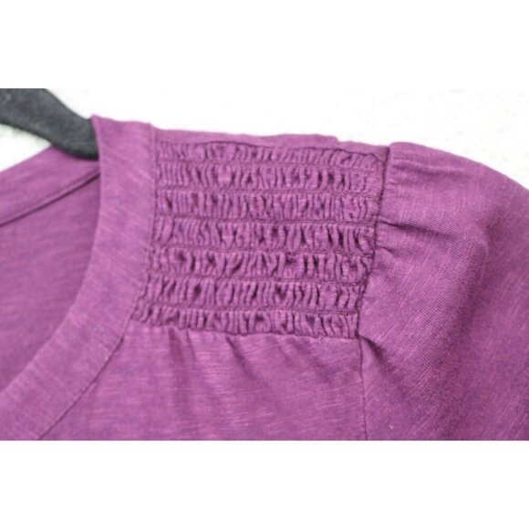 J.Jill Purple Smocked Shoulder Button Down Blouse-Size Medium - Picture 6 of 7